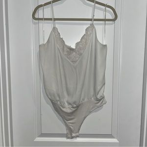 Off-white Tank Bodysuit with Lace Detail